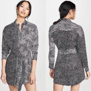 ALICE + OLIVIA Jodie Collared Shirt Dress Waist Tie White Black NWT Size…